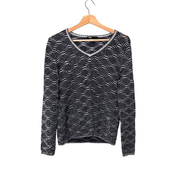 Maje Black V-Neck Long Sleeve Pullover Women's Sweater Size 2 (MEDIUM) - Picture 1 of 8